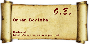 Orbán Boriska névjegykártya